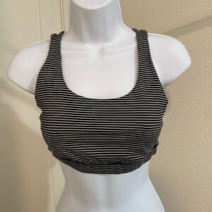 Lululemon Black and White Striped lululemon Energy Bra Size 8